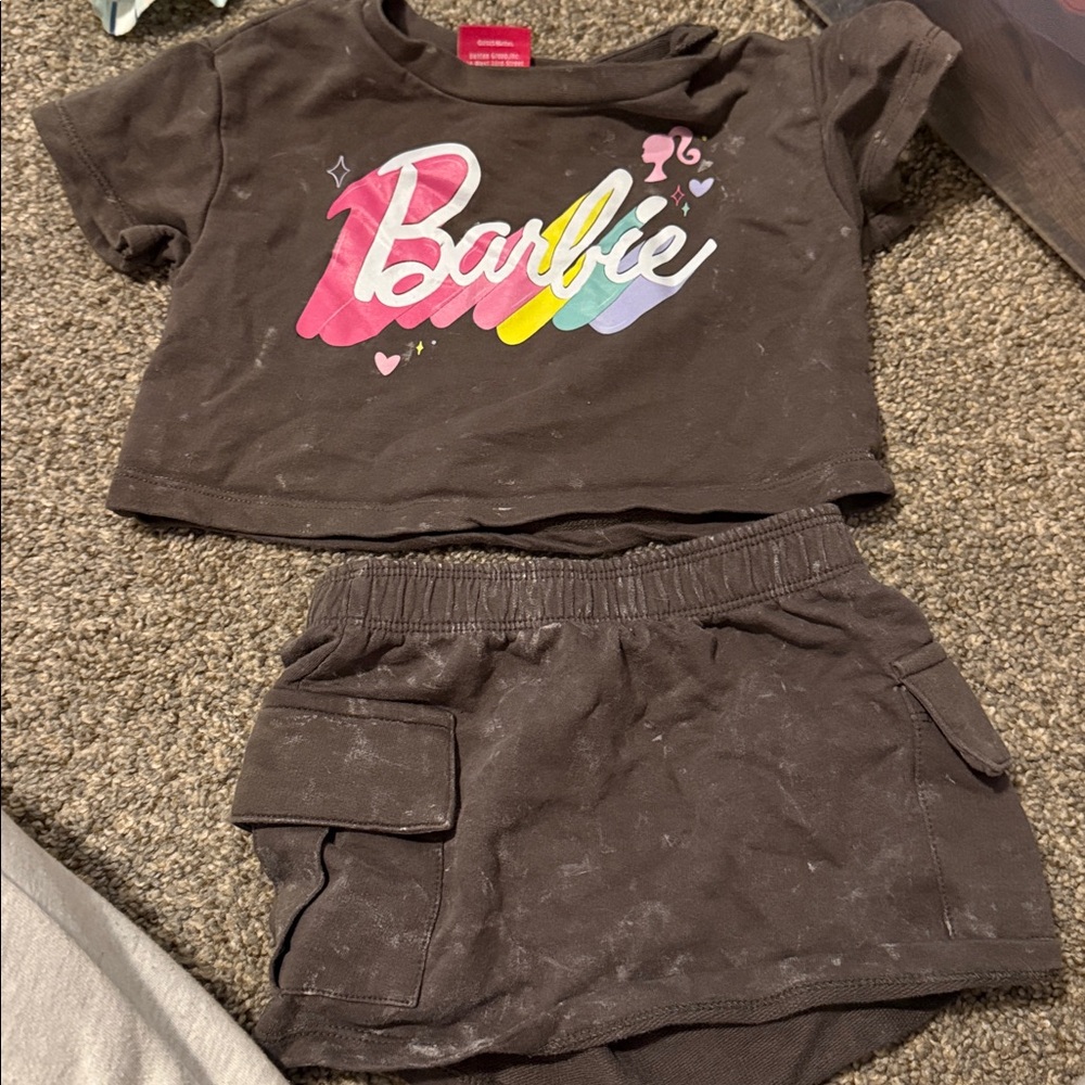 Barbie Chocolate Brown Logo Tee and Shorts Set